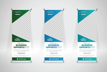 creative minimal business Rollup & x stand banner design template - obrazy, fototapety, plakaty