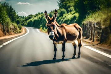 Foto auf Alu-Dibond donkey on the road © HUSNA