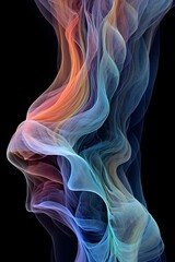 Multi colored rainbow red, purple, blue delicate smoke waves on black background HD Wallpaper