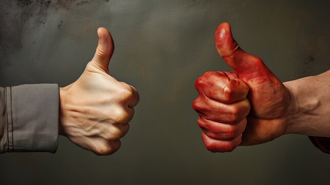 Two male hands showing thumbs up sign