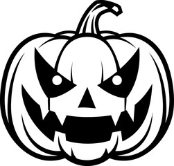 Pumpkin halloween silhouette in black color. Vector template for laser cutting.