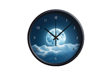 Enchanting Hours Mystic Moonlight Wall Clock on Transparent Background, PNG, Generative Ai