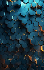 Futuristic Hexagon Pattern with Radiant Lights. Business Technology Background. Vertical orientation - obrazy, fototapety, plakaty