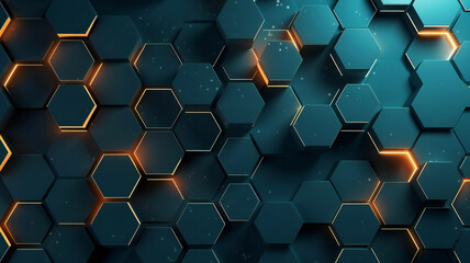 Futuristic Hexagon Pattern with Radiant Lights. Business Technology Background. Vertical orientation - obrazy, fototapety, plakaty