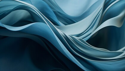 fabric blue material, flying cloth abstract design element. Satin scarf movement in the air. - obrazy, fototapety, plakaty