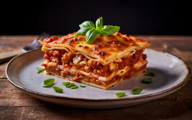 Capture the essence of Lasagna in a mouthwatering food photography shot Generative AI