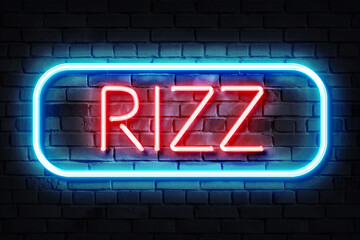 Fototapeta na wymiar Rizz Neon Sign - Word of the year, Rizz is short for 