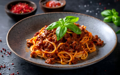 Capture the essence of Bolognese Sauce in a mouthwatering food photography shot Generative AI