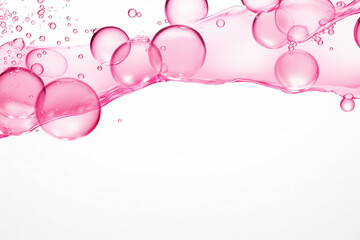 Cosmetic Elegance: Transparent Pink Bubbles on White Background as a Symbol of Rejuvenation