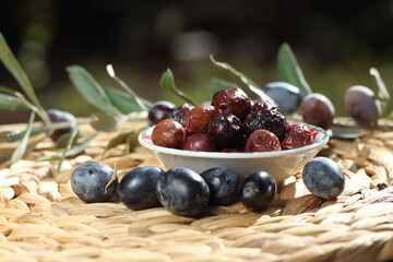 Raw black olives and Dry Salt-Cured Olives