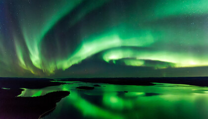 Incredible aerial footage of the northern lights over Yellowknife Lake in Canada