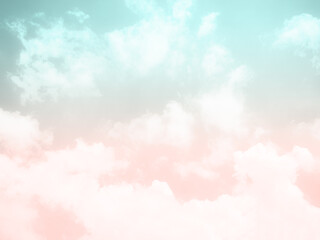 Pastel Sky Gradient Background Green Pink Cloud Beautiful Peach Color Bright Fantasy Minimal...