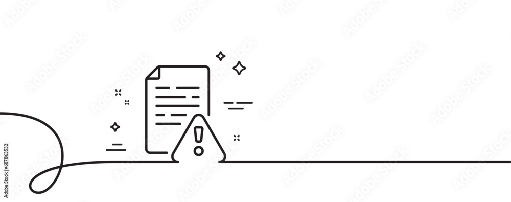 Poster instruction manual line icon. continuous one line with curl. warning file sign. caution alert symbol