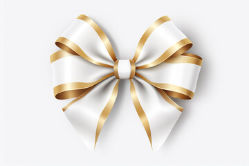 Timeless Charm: White Ribbon and Gold Bow Creating a Classic Look on Transparent Background