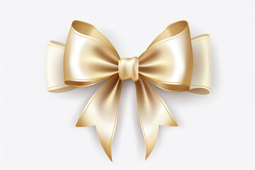 Pure Elegance: White Ribbon and Gold Bow Isolated on Transparent Background