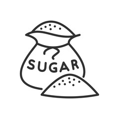 Sugar in a bag, linear icon. Line with editable stroke