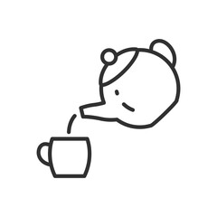 Tea poured into a cup, linear icon. Line with editable stroke