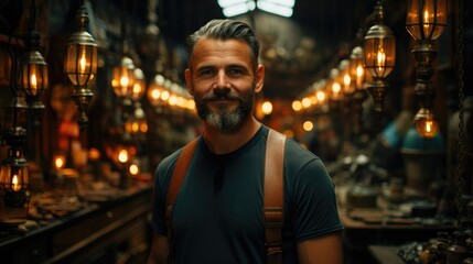 Obraz premium Portrait of mechanic in a shop