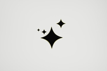 star, gold, shine, icon, white, background, illustration.