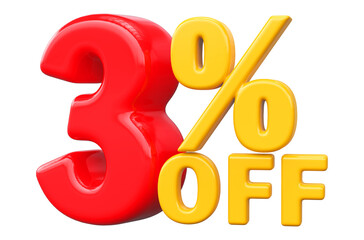 Special 3 percent off sale - 3d render red number