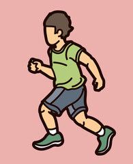 A Boy Running Action Movement Cartoon Sport Graphic Vector