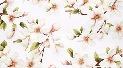 Foto op Canvas Dainty Abstract flower Bright and cute colors pattern, simple, neutral flowers on white background Seamless pattern of elegant, dainty, neutral watercolor floral for fabric, home decor, and wrapping © ND STOCK