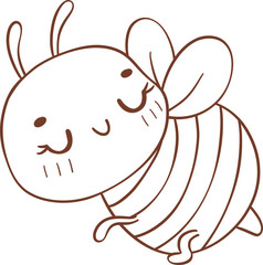 Cute Honey bee outline cartoon doodle