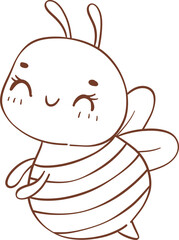 Cute Honey bee outline cartoon doodle