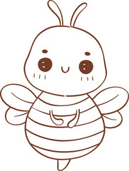 Cute Honey bee outline cartoon doodle