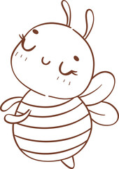Cute Honey bee outline cartoon doodle