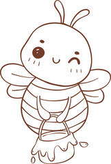 Bee with honey outline