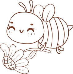 Bee with flower outline