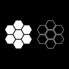 Hexagonal technology concept hexagon six items bee sota geometry six sided polygon set icon white color vector illustration image solid fill outline contour line thin flat style