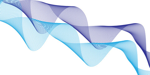 artistic abstract blue swirl waves isolated on transparent background Blu e wave curved lines for presentations, illustration. 