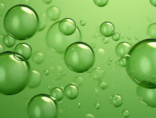  beautifull green bubbles on green background