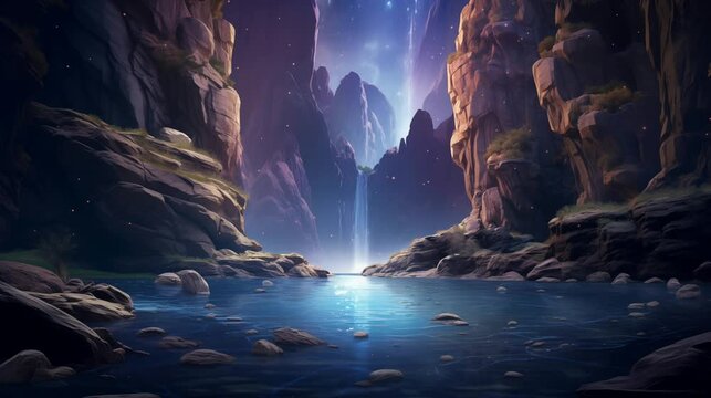 Imagine an anime canyon oasis where animated characters unwind under a starry night. The tranquil canyon reflects the cosmic sky, creating a mesmerizing 4K time-lapse Ai Generated