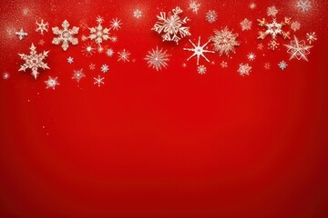 Naklejka na ściany i meble Creative christmas frame on red background. Xmas and New Year holiday, banner, postcard, invitation, celebration. Merry Christmas and happy New Year background. Flat lay, top view.