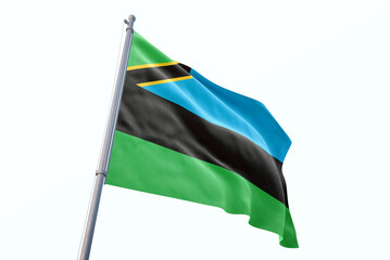 Zanzibar flag waving isolated on white background - obrazy, fototapety, plakaty