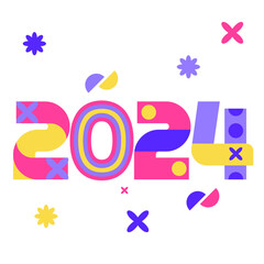 Happy New Year 2024, banner and card bright colors