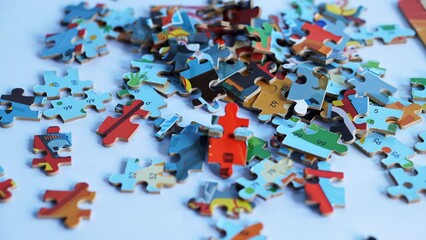 Pile of jigsaw puzzle pieces