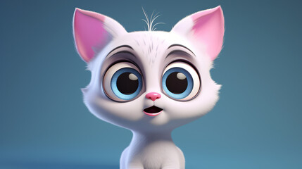 Cute Cartoon Cat with Big Eyes