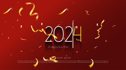 Fototapeta na wymiar 2024 Happy new year holiday. Shiny party background. Banner,Card Festive premium template vector Illustration