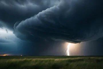 Fotobehang Al generated. al generativ. photo illustration of dramatic storm tornado vortex nature outdoor cyclone. graphic  © Mazhar