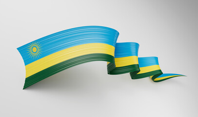 3d Flag Of Rwanda 3d Shiny Waving Flag Ribbon Isolated On White Background, 3d illustration