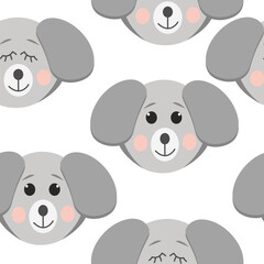 dog seamless pattern. cute animal in flat style.