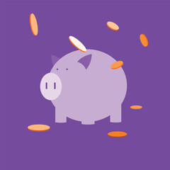 Piggy Bank Concept, Vector Flat 