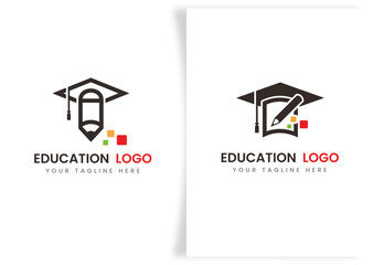 Fototapeta na wymiar education and graduation book, cap icon logo template design concept