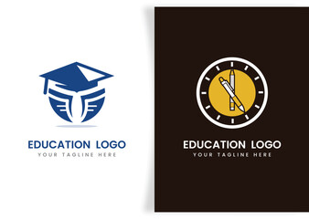 education and graduation book, cap icon logo template design concept