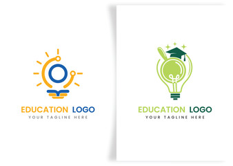 education and graduation book, cap icon logo template design concept