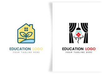 education and graduation book, cap icon logo template design concept